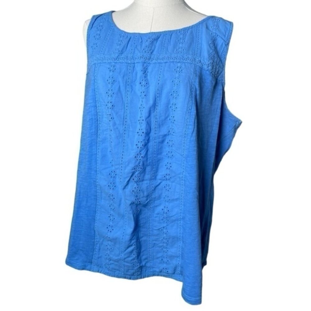 Rafaella XXL Tank Top Floral Sleeveless Shirts Blue Spring Summer Lightweight 2x - Picture 2 of 8